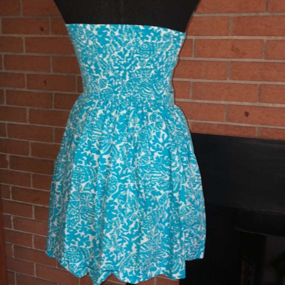 🐚LILLY PULITZER🐚SHELL PRINTED STRAPLESS DRESS🐚 - Picture 4 of 8
